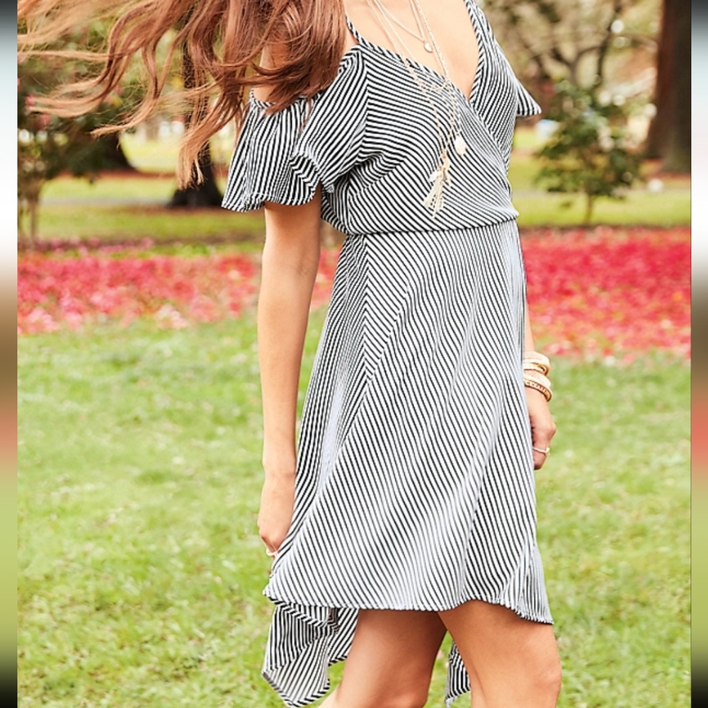 Striped Cold Shoulder Dress